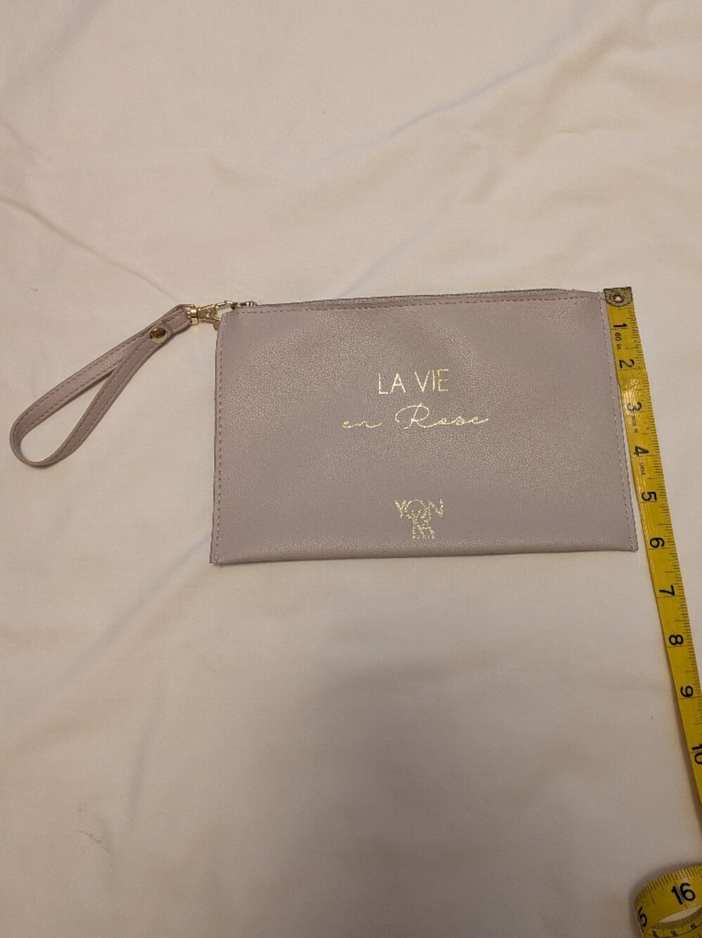La Vie en Rose Lavender Wristlet Cosmetic Pouch with Gold Accents